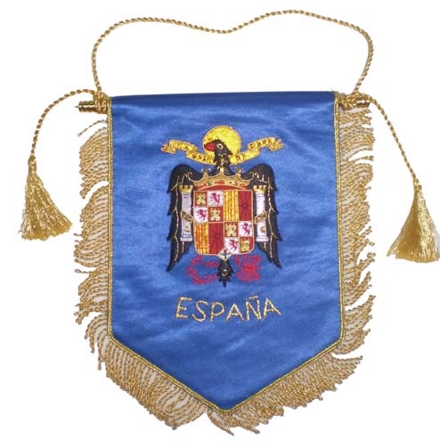 Banderín azul bordado Aguila San Juan a mano
